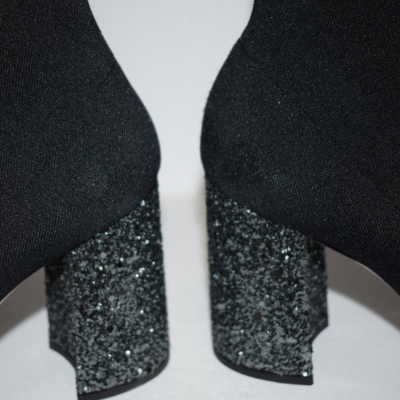 Miu Miu Glitter-Heel Metallic Sock Knit Bootie - Picture 5 of 8